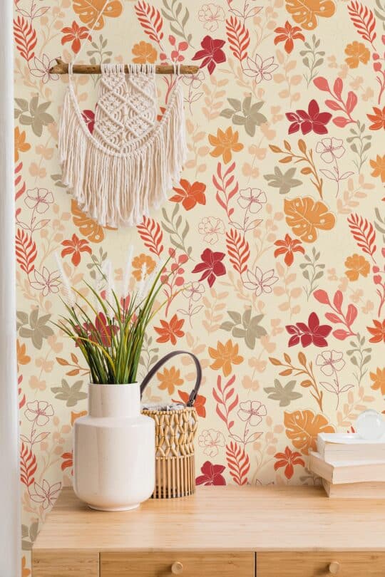 yellow and orange dining room peel and stick removable wallpaper