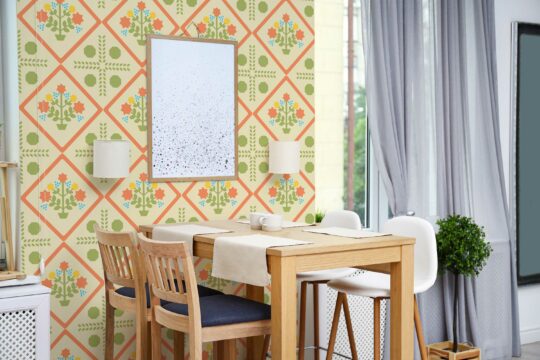 geometric flowers non-pasted wallpaper