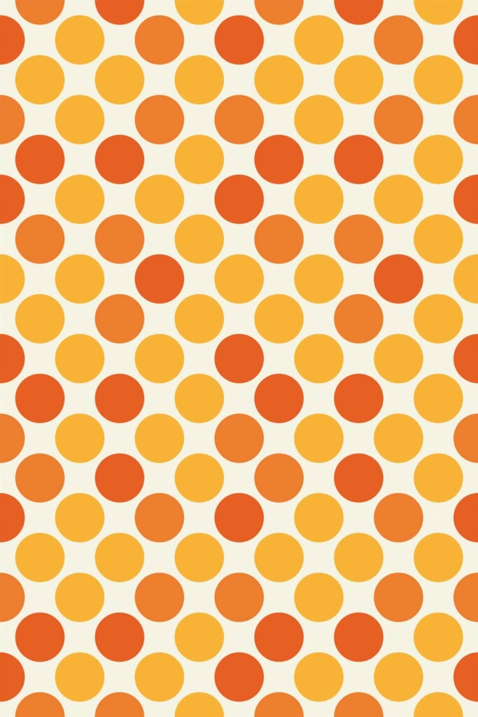 Pattern repeat of Yellow and orange polka dot removable wallpaper design