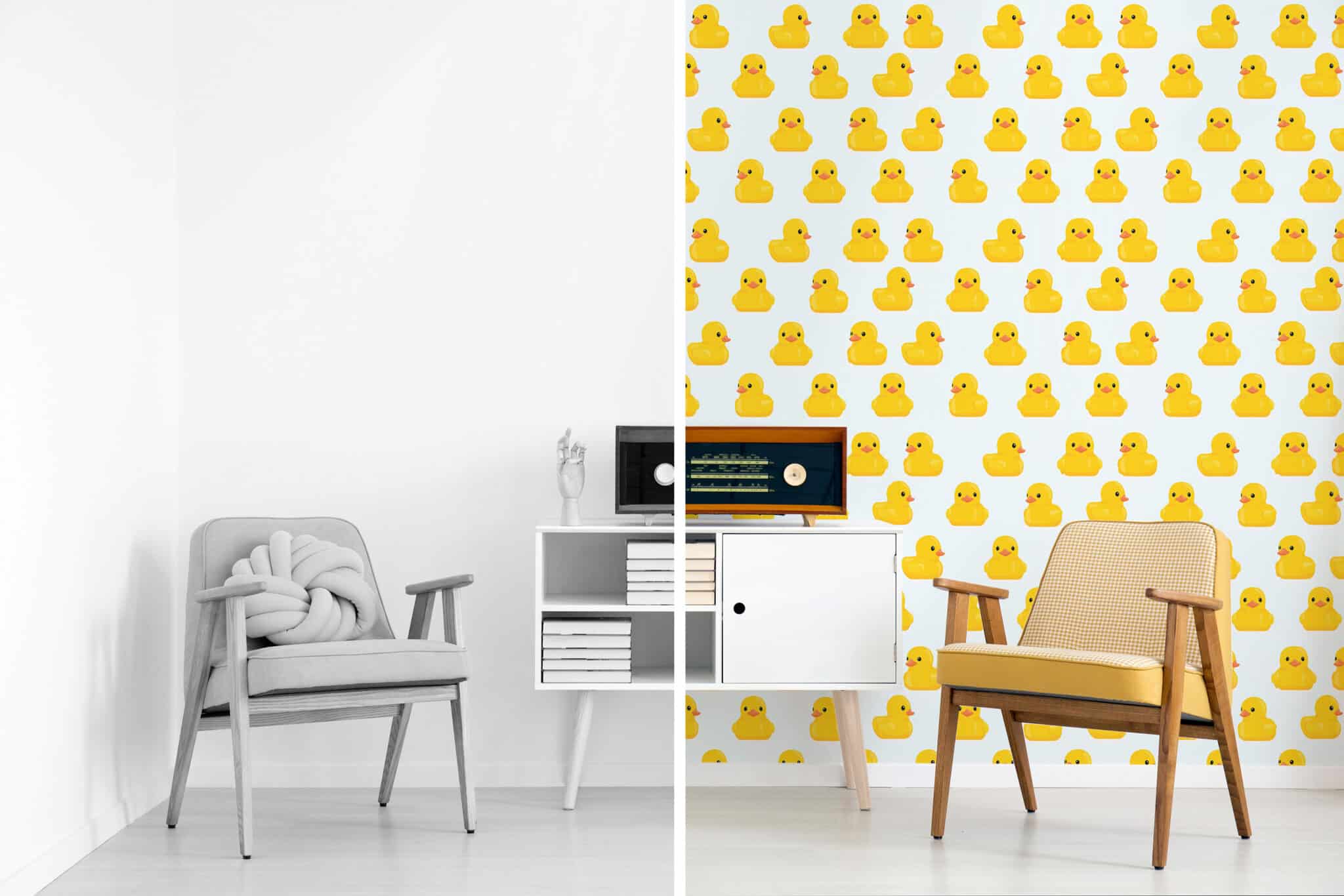 Funky duck Wallpaper - Peel and Stick or Non-Pasted