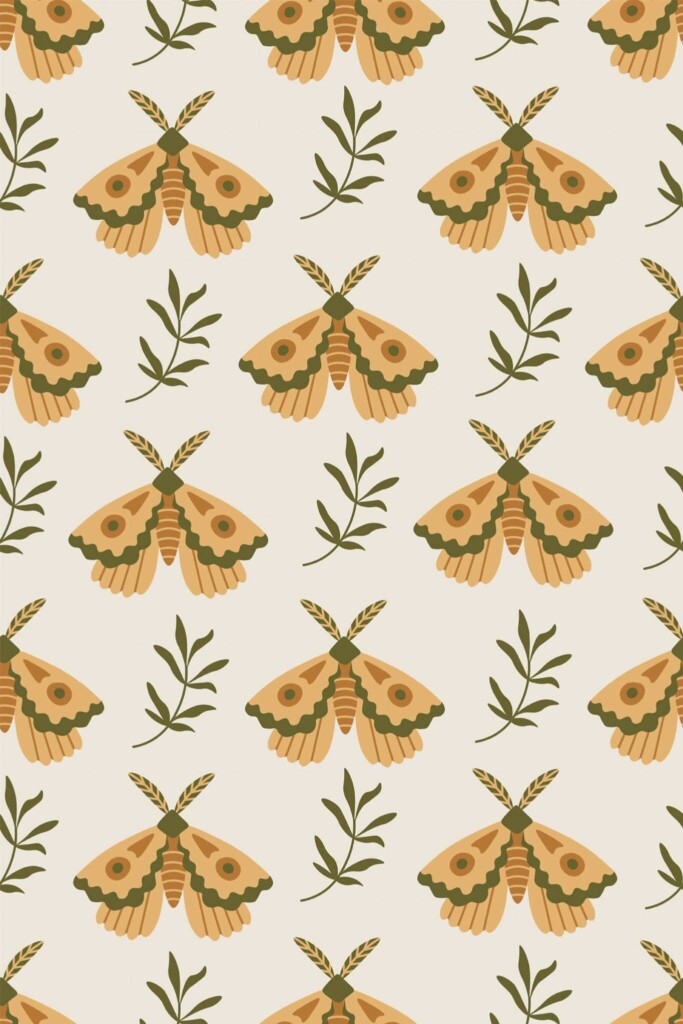 Pattern repeat of Yellow butterfly removable wallpaper design