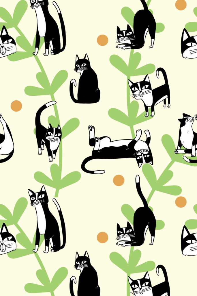 Sunny Cat Play Self-adhesive Wallpaper by Fancy Walls