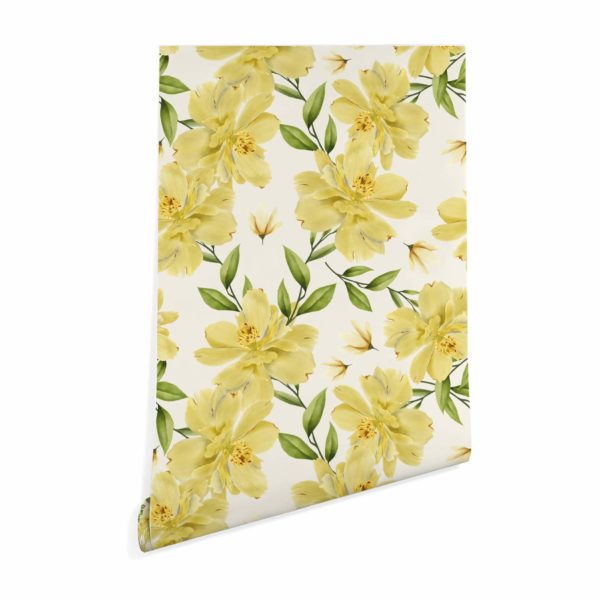 Yellow floral sticky wallpaper