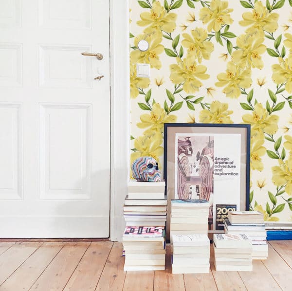 Yellow floral self adhesive wallpaper