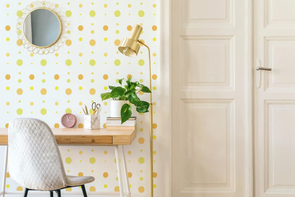 Yellow dots wallpaper for kids room