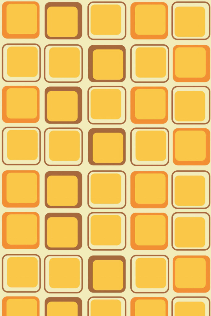 Pattern repeat of Yellow retro geometric removable wallpaper design