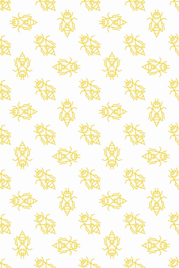Pattern repeat of Yellow seamless bee removable wallpaper design
