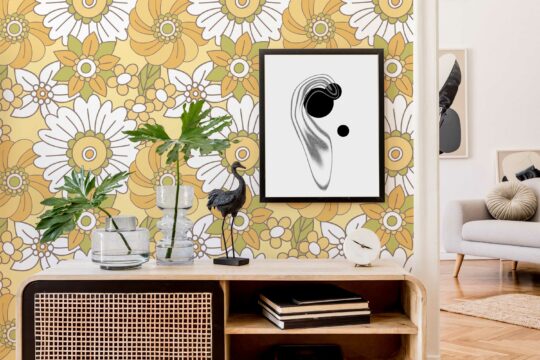 Yellow Vintage Blooms wallpaper for walls by Fancy Walls
