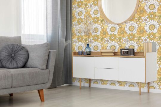 Floral Burst unpasted wallpaper design by Fancy Walls