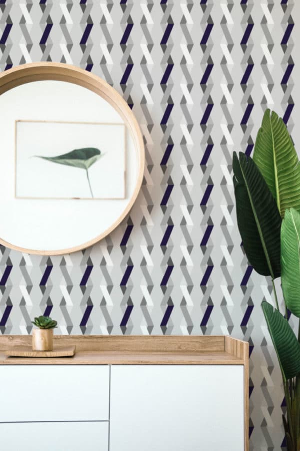 Gray geometric stick on wallpaper